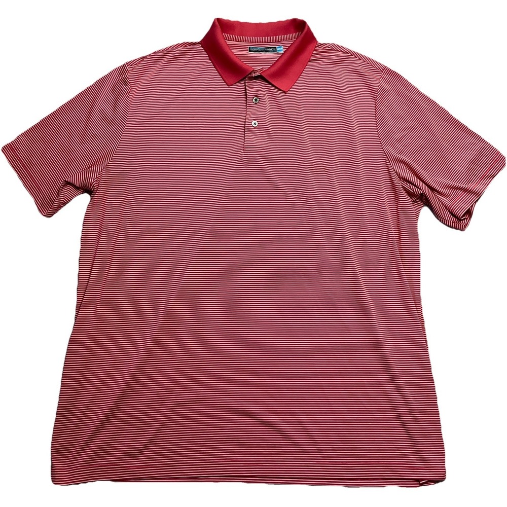 Performance Mens Red Stripped Short Sleeve Polo Shirt Size 2XT